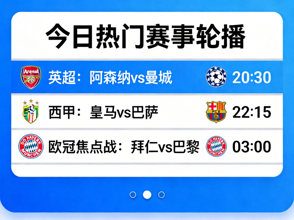 今日热门赛事轮播 英超 西甲 欧冠焦点战